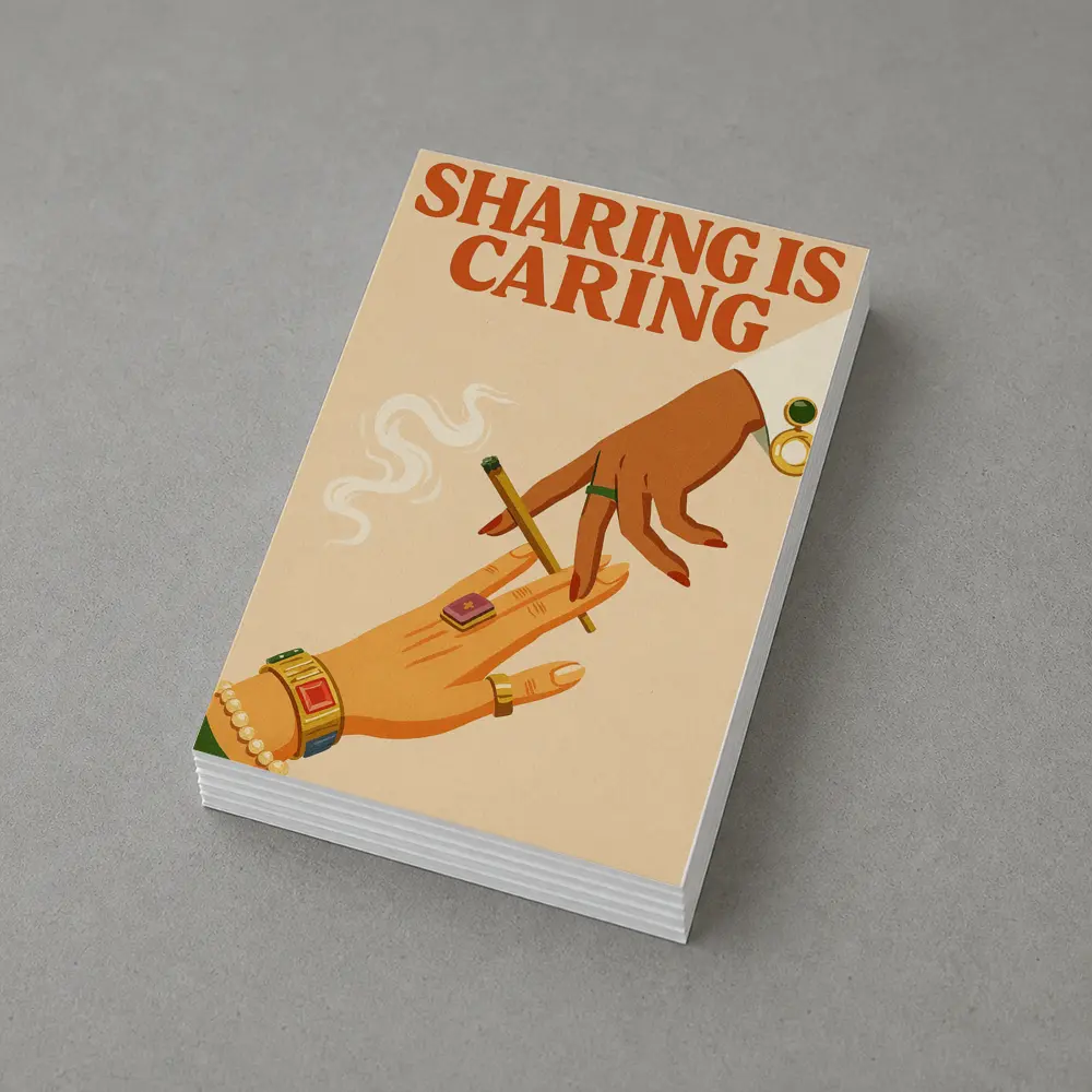 Sharing Is Caring Cannabis Retro Illustration – Postcards