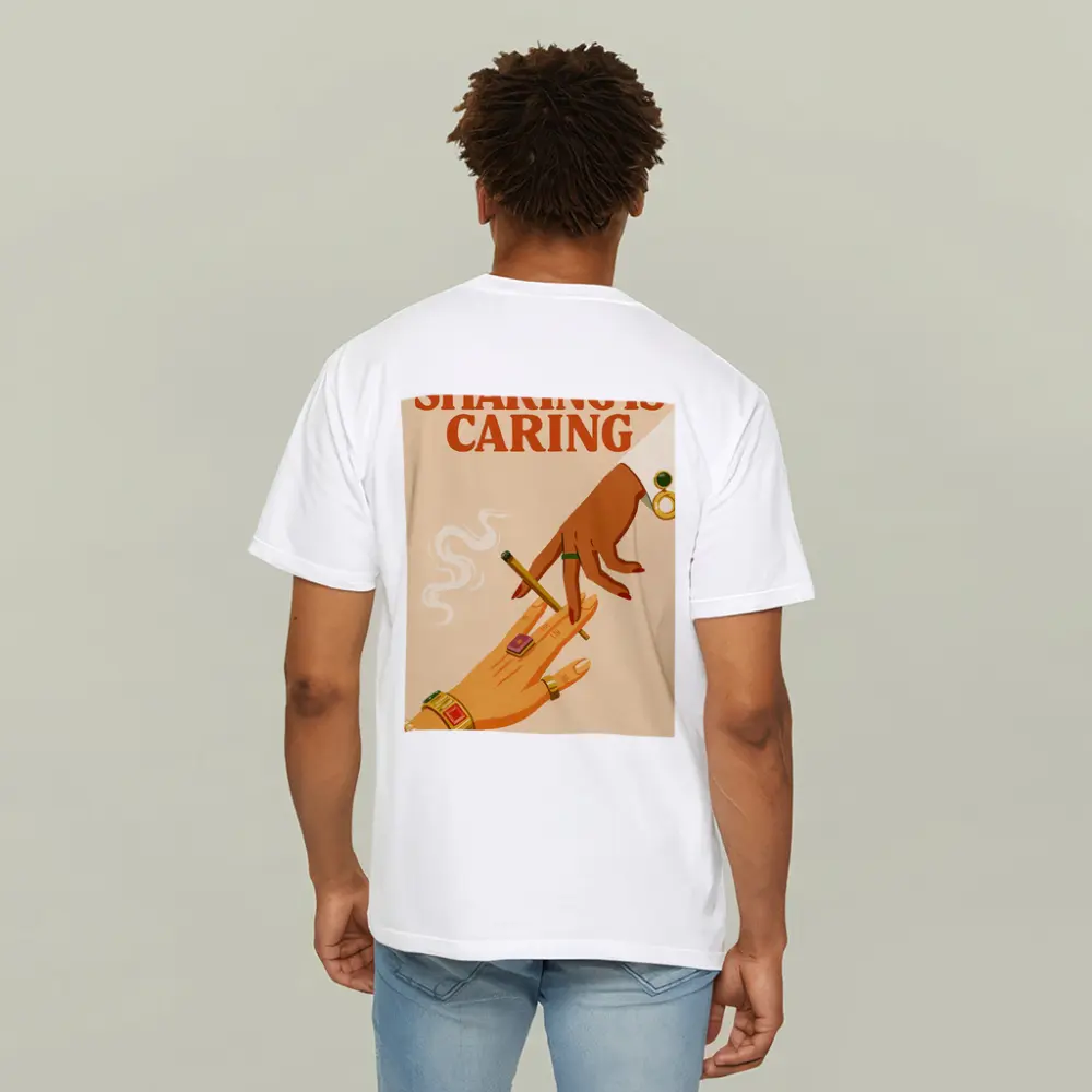 Sharing Is Caring Cannabis Retro Illustration – T-Shirts