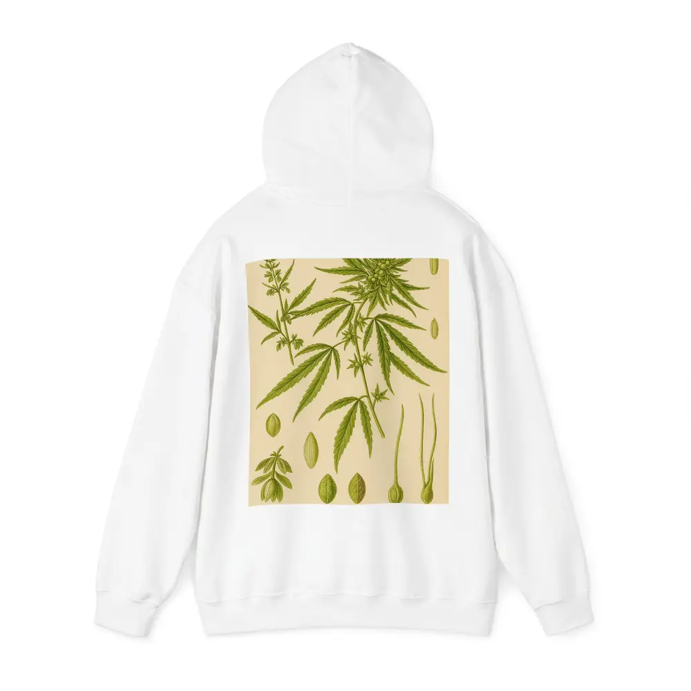 Cannabis Sativa Botanical Illustration Beige Background – Hoodies