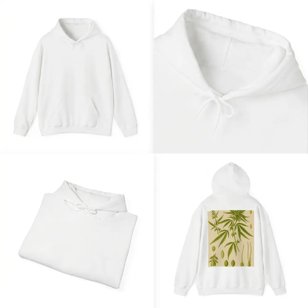 Cannabis Sativa Botanical Illustration Beige Background – Hoodies