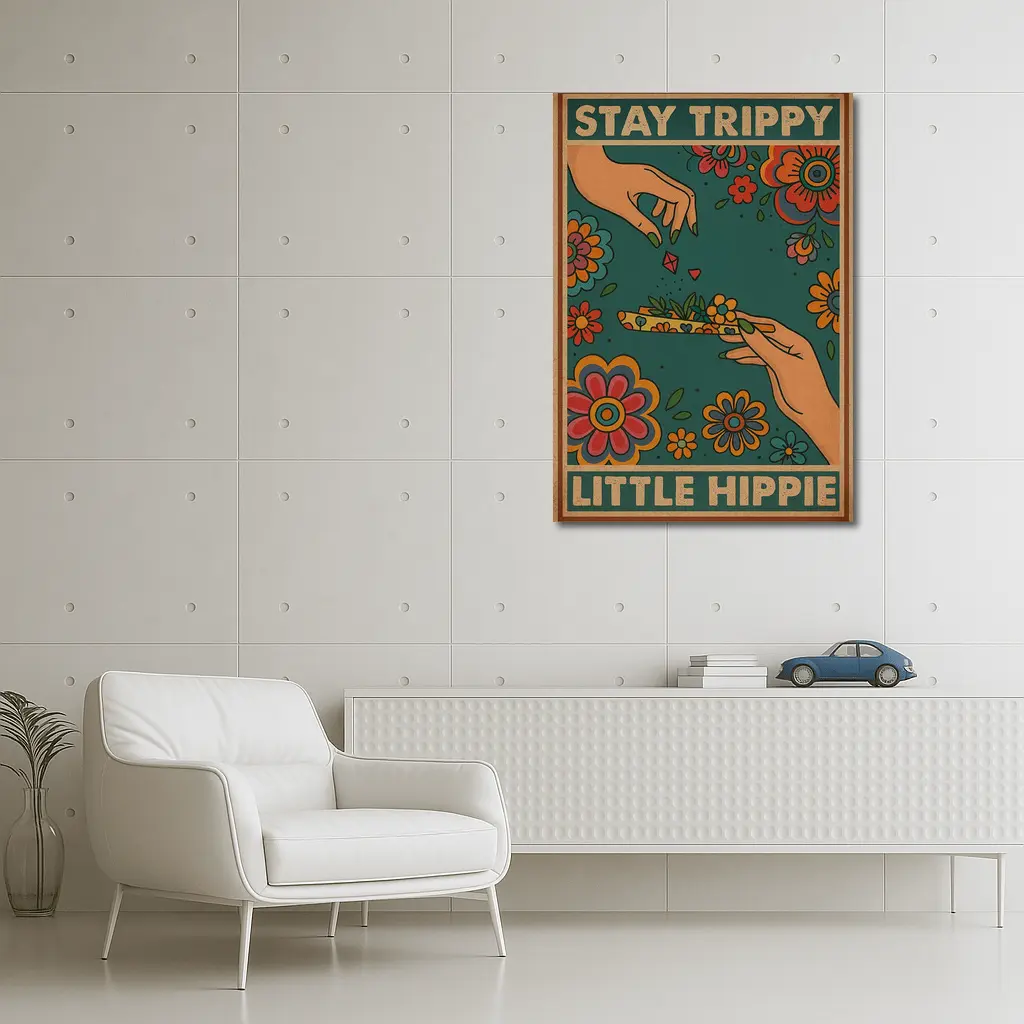 Stay Trippy Little Hippie Retro Floral Art – Wall Art