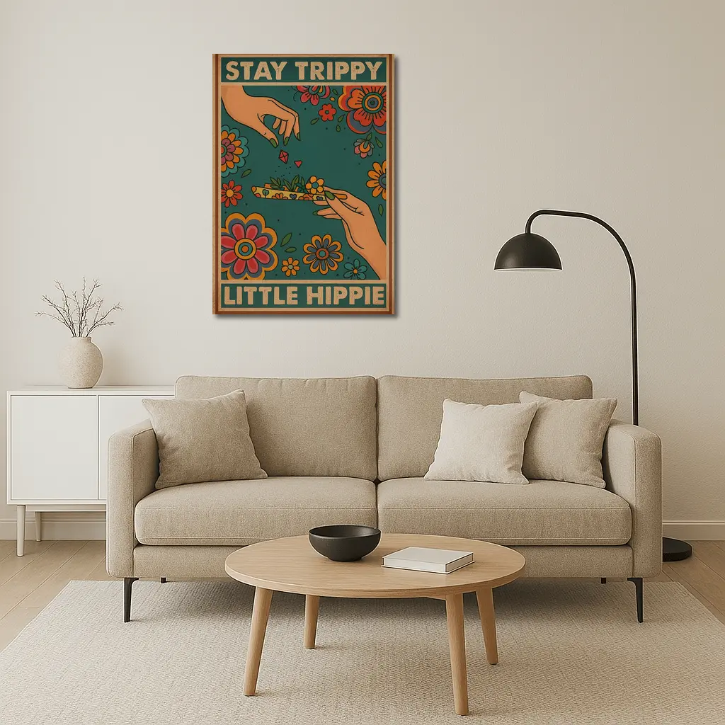 Stay Trippy Little Hippie Retro Floral Art – Wall Art