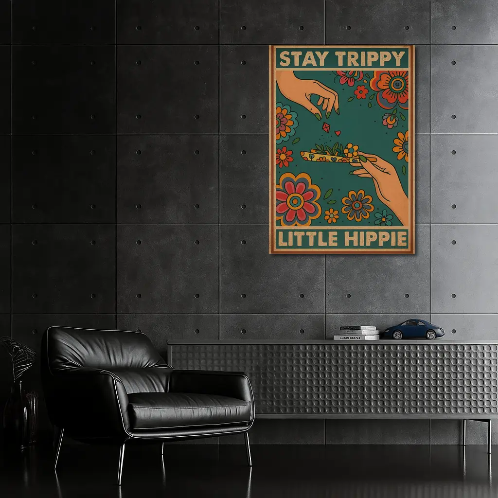 Stay Trippy Little Hippie Retro Floral Art – Wall Art