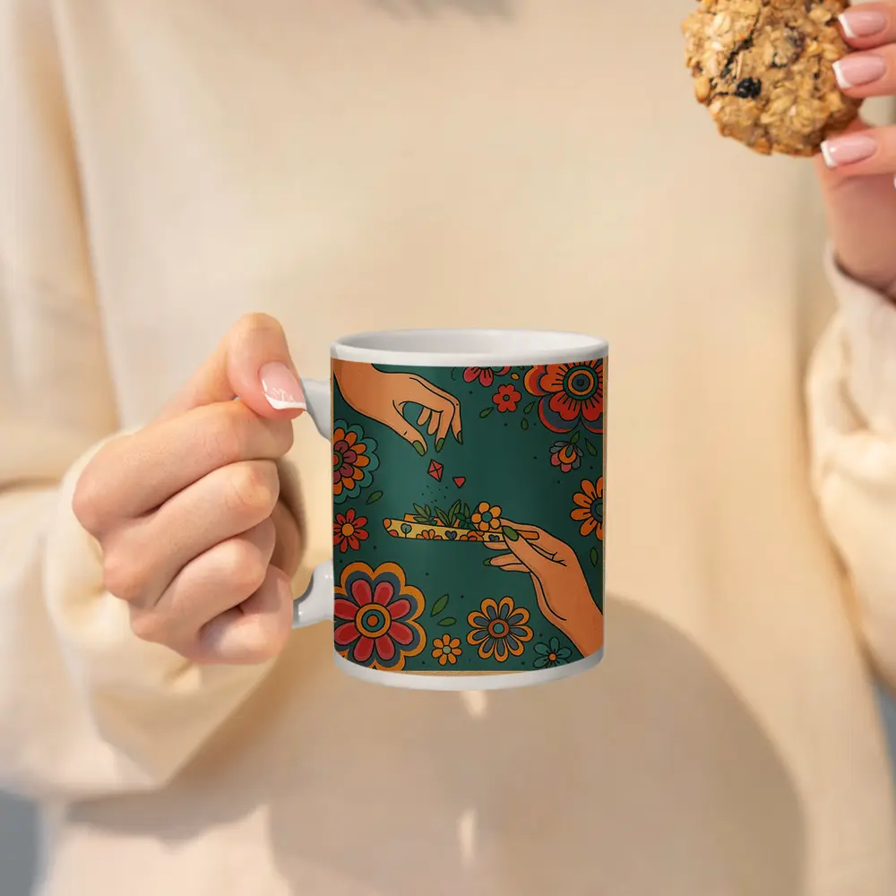 Stay Trippy Little Hippie Retro Floral Art – Mugs
