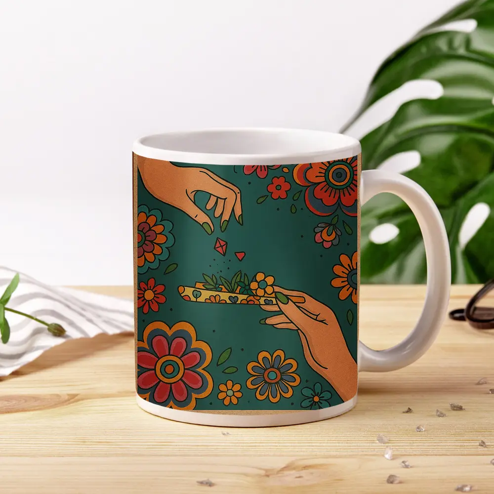Stay Trippy Little Hippie Retro Floral Art – Mugs
