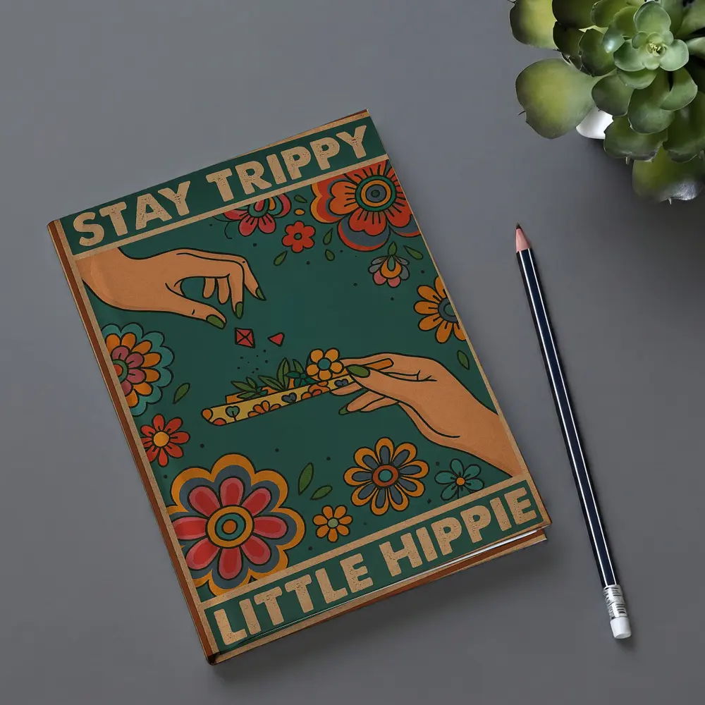 Stay Trippy Little Hippie Retro Floral Art – Notebooks