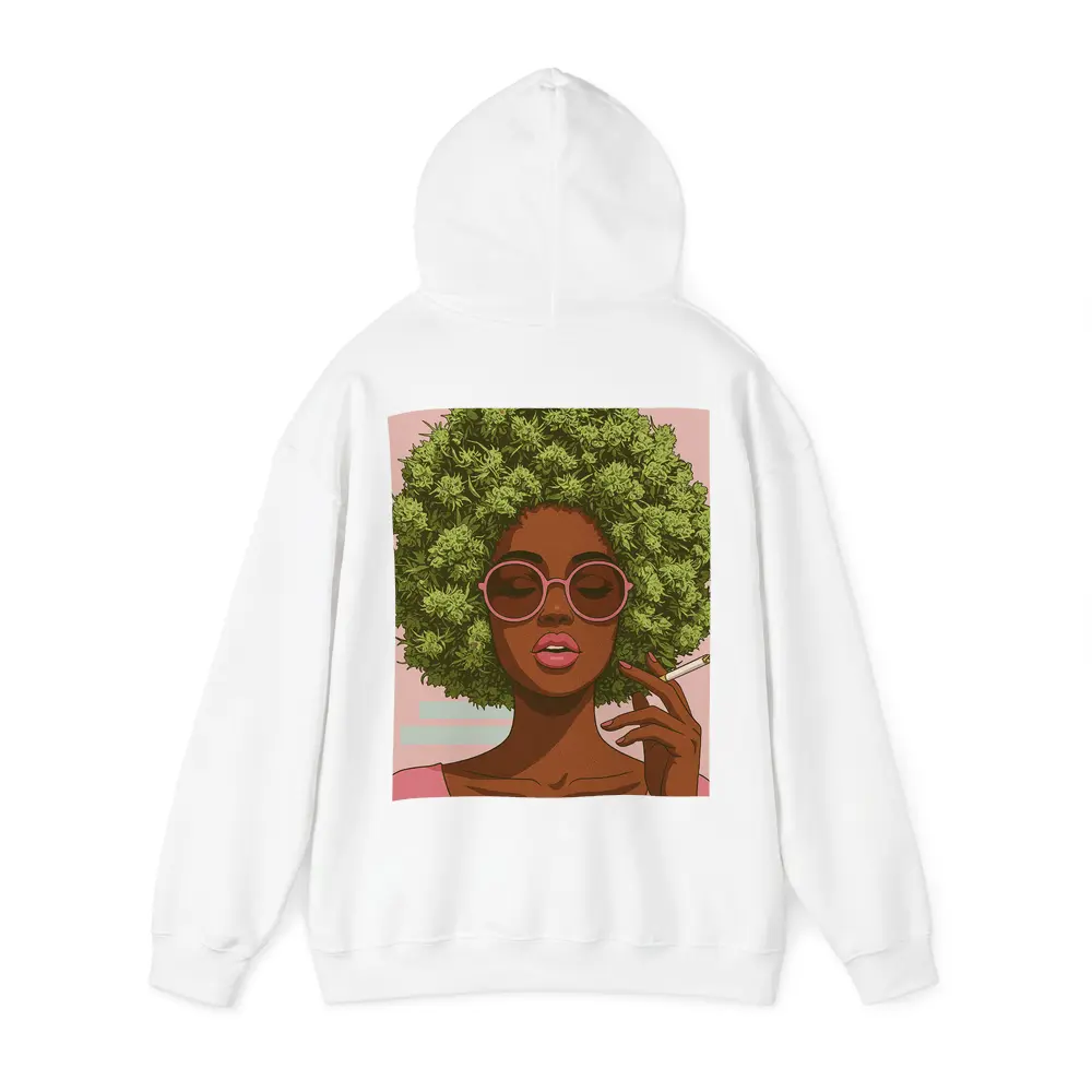 Cannabis Afro Woman Pink Sunglasses Pop Art – Hoodies