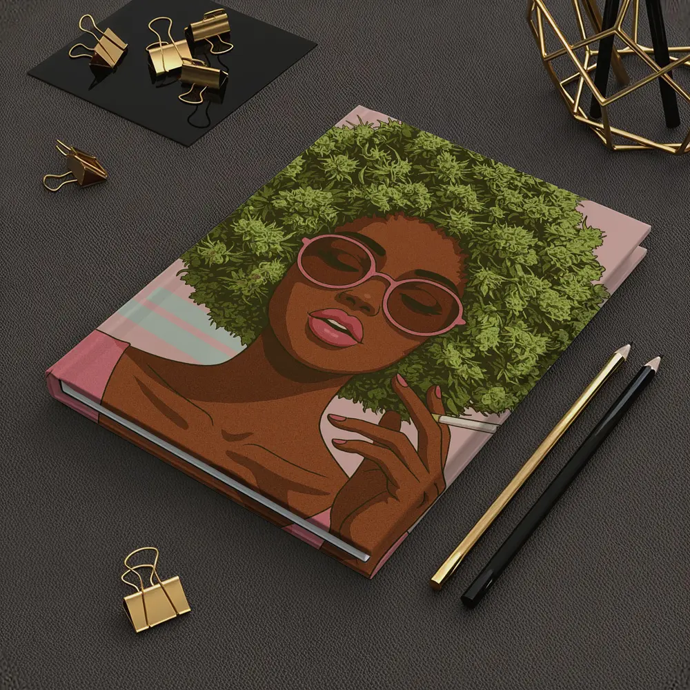 Cannabis Afro Woman Pink Sunglasses Pop Art – Notebooks