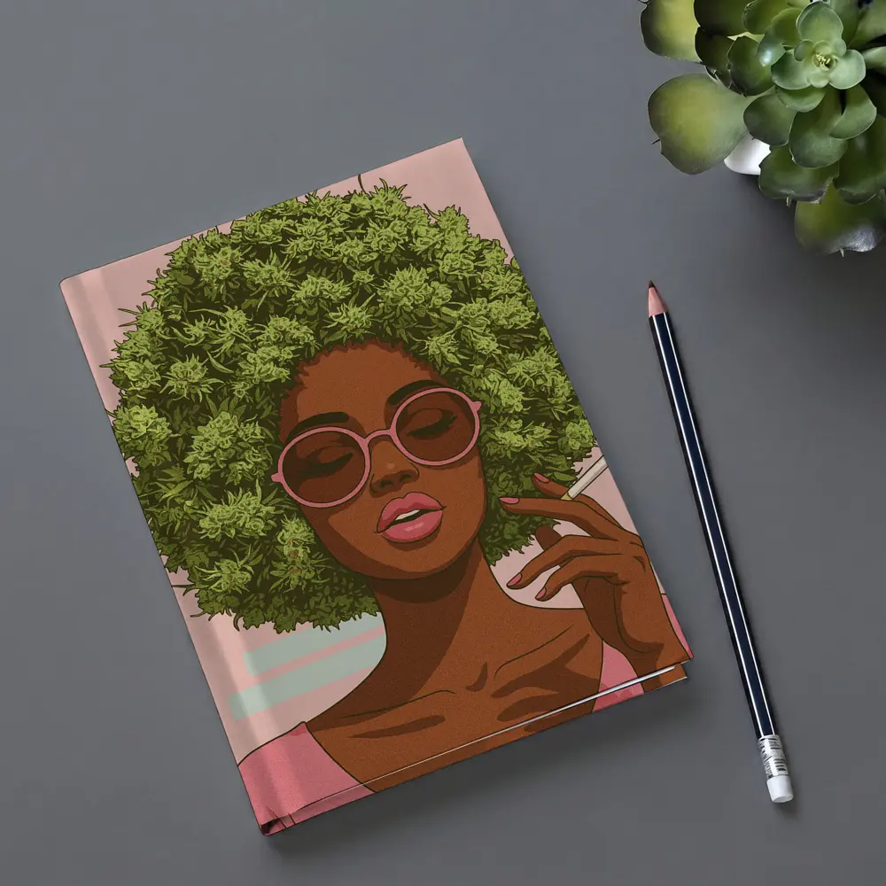 Cannabis Afro Woman Pink Sunglasses Pop Art – Notebooks