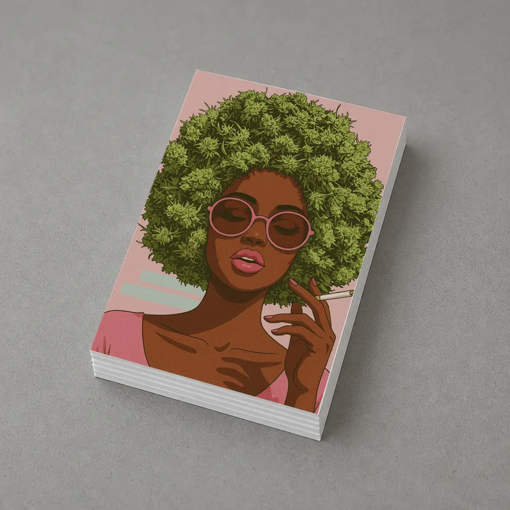 Cannabis Afro Woman Pink Sunglasses Pop Art – Postcards