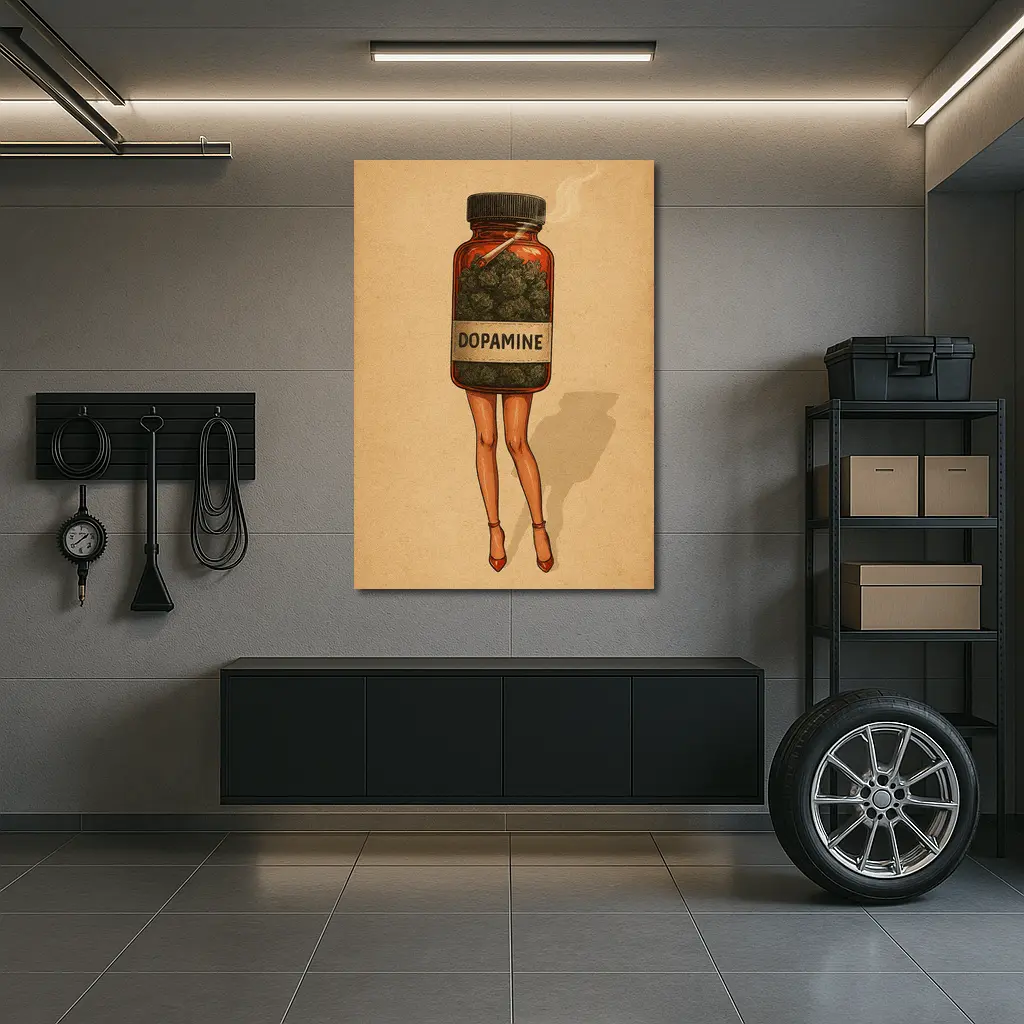 Dopamine Cannabis Jar With Legs Retro – Wall Art