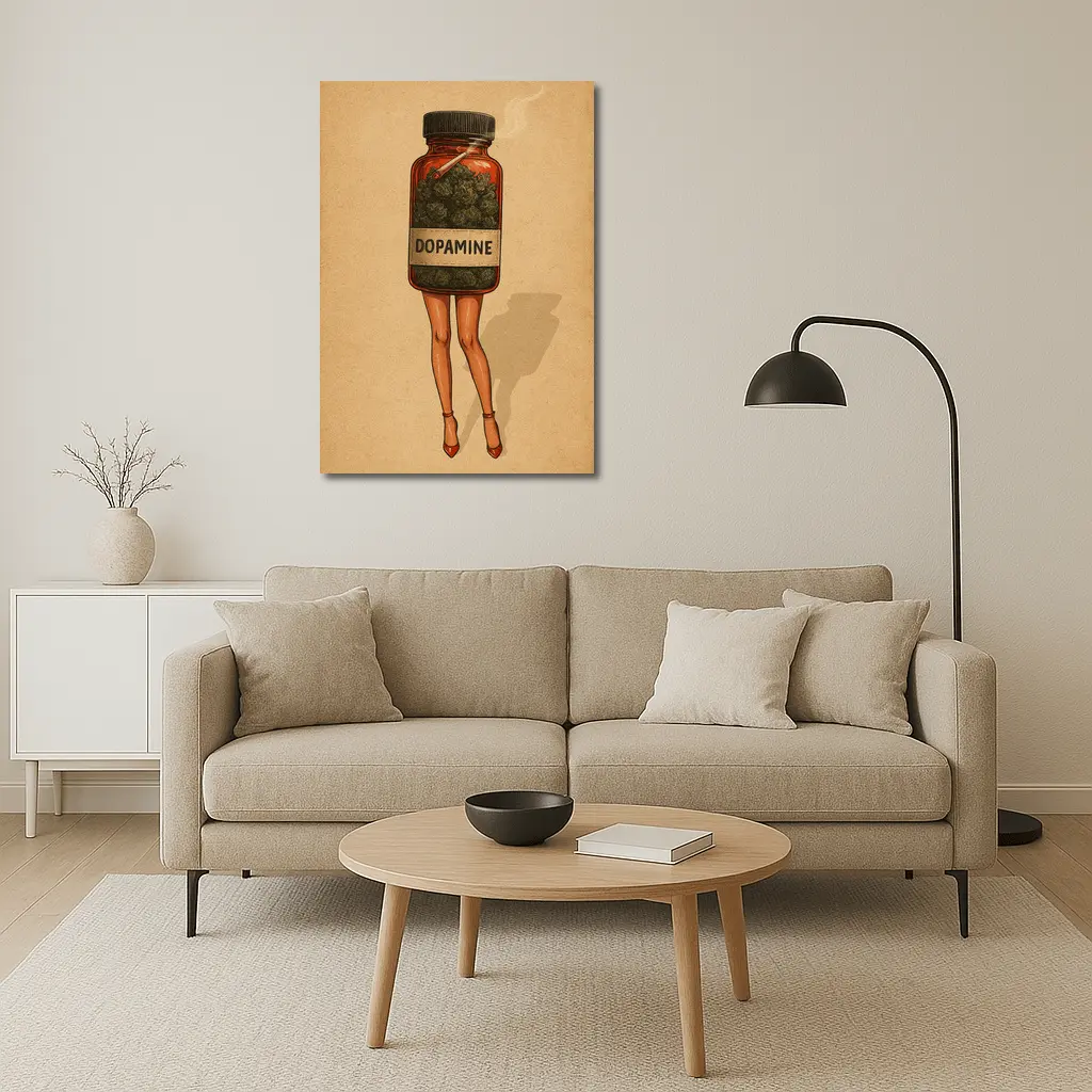Dopamine Cannabis Jar With Legs Retro – Wall Art