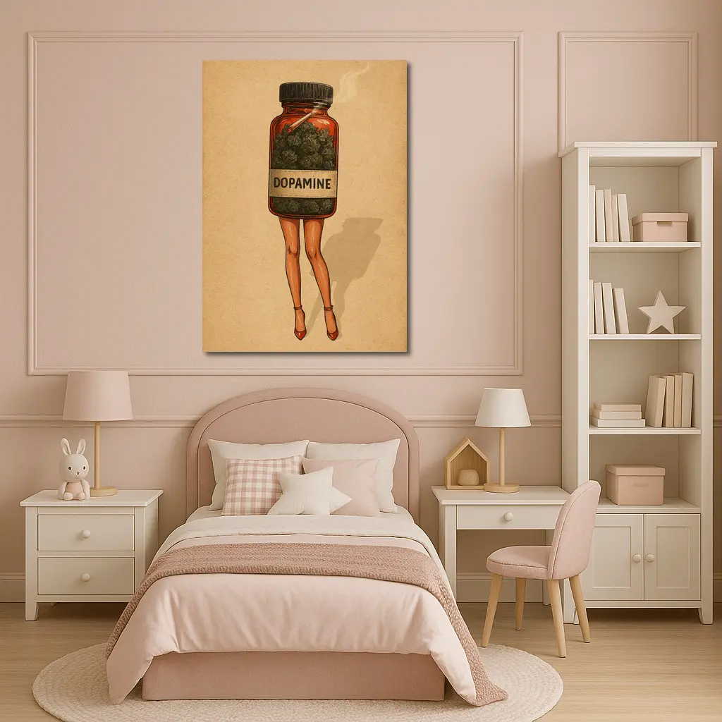 Dopamine Cannabis Jar With Legs Retro – Wall Art