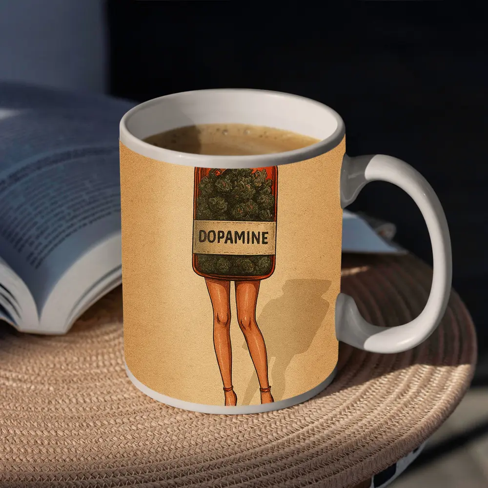 Dopamine Cannabis Jar With Legs Retro – Mugs