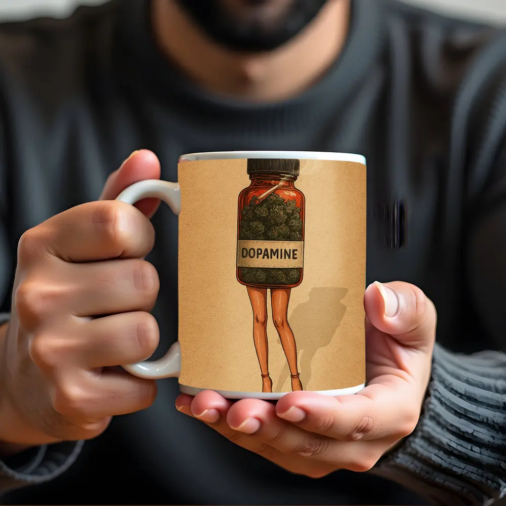 Dopamine Cannabis Jar With Legs Retro – Mugs