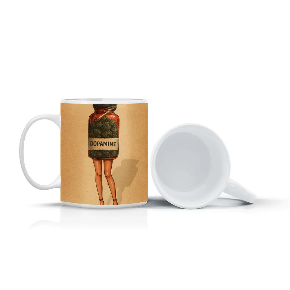 Dopamine Cannabis Jar With Legs Retro – Mugs