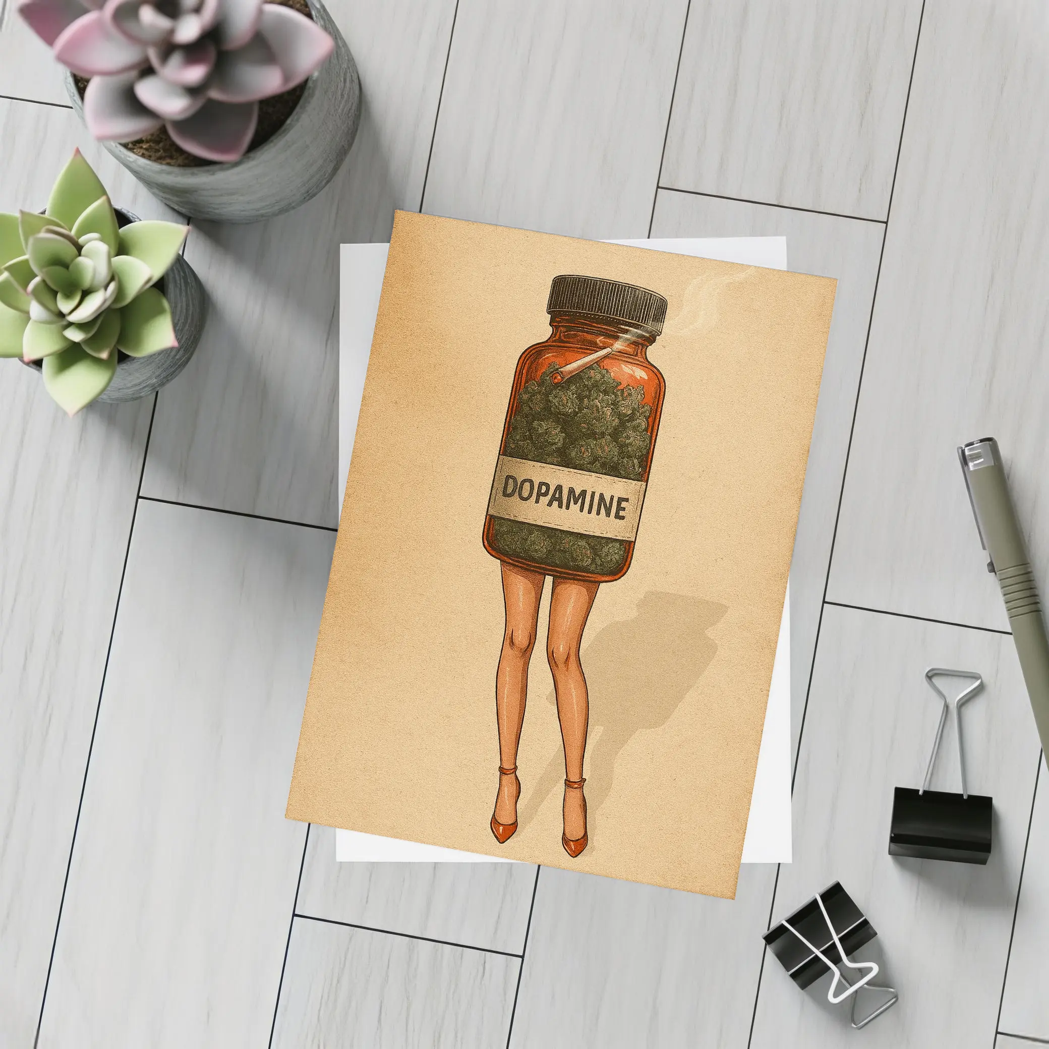 Dopamine Cannabis Jar With Legs Retro – Postcards