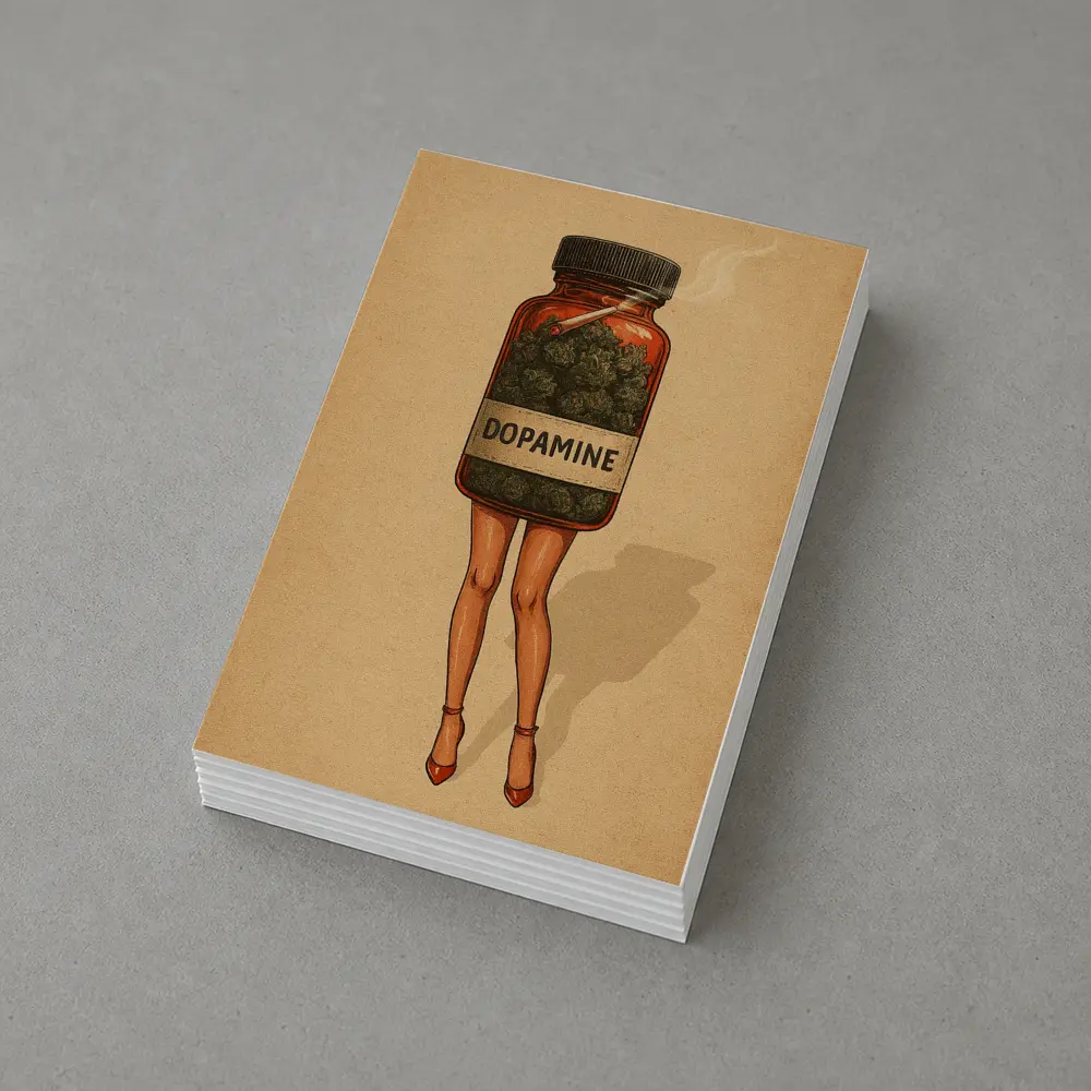 Dopamine Cannabis Jar With Legs Retro – Postcards