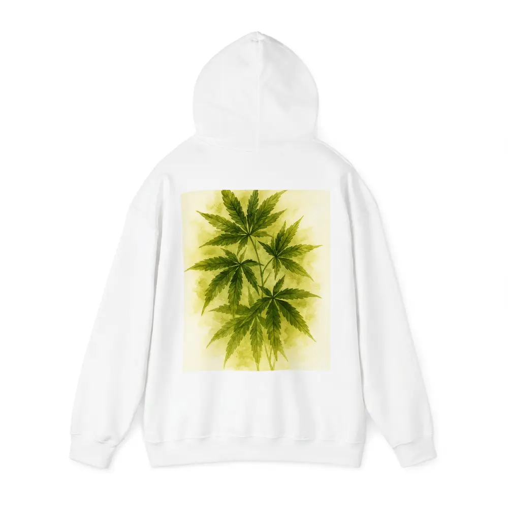 Cannabis Leaves Watercolor Art Beige Background – Hoodies