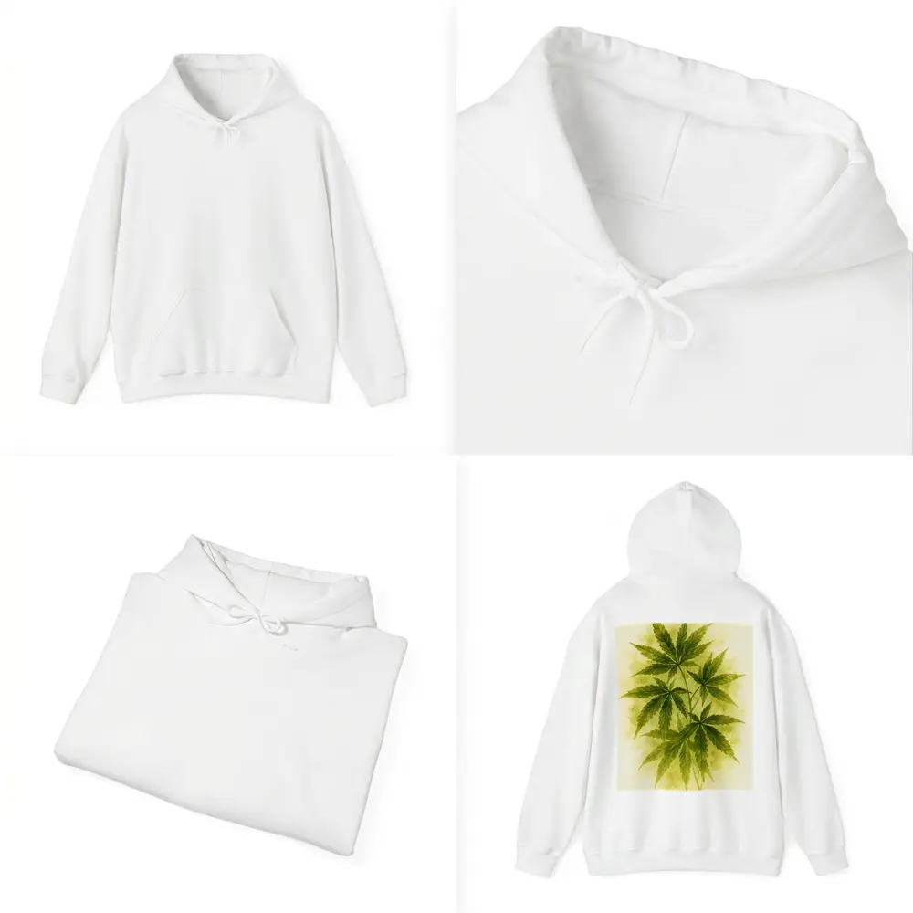Cannabis Leaves Watercolor Art Beige Background – Hoodies