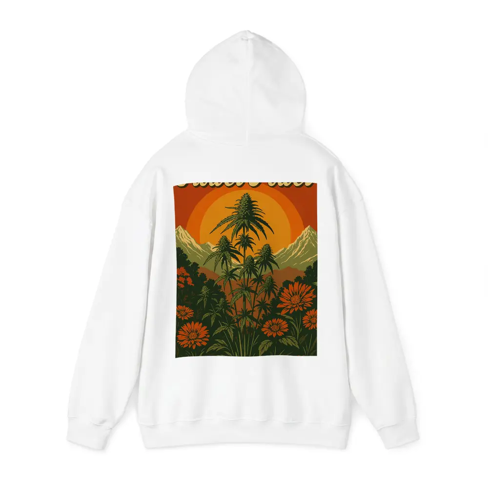 Flower Power Cannabis Retro Sunset Mountains – Hoodies
