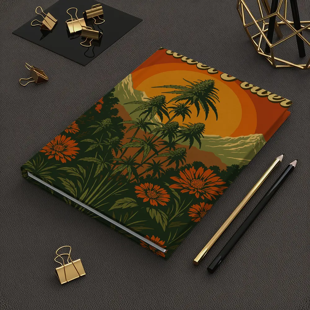 Flower Power Cannabis Retro Sunset Mountains – Notebooks