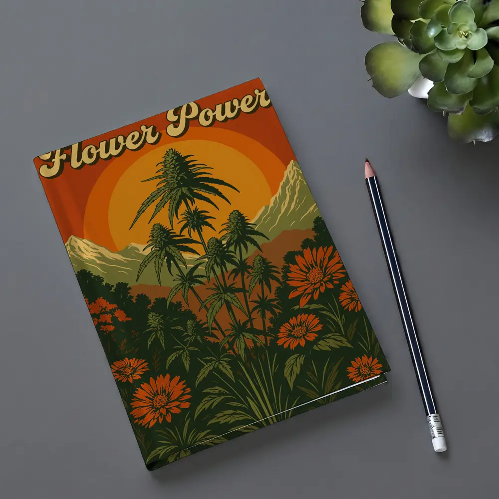 Flower Power Cannabis Retro Sunset Mountains – Notebooks