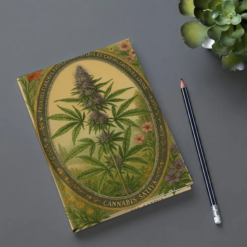 Cannabis Sativa Botanical Illustration Vintage Style – Notebooks