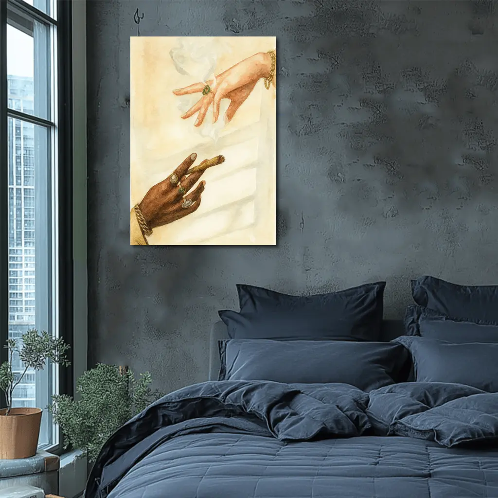 Two Hands Smoking Joint Watercolor Art – Wall Art