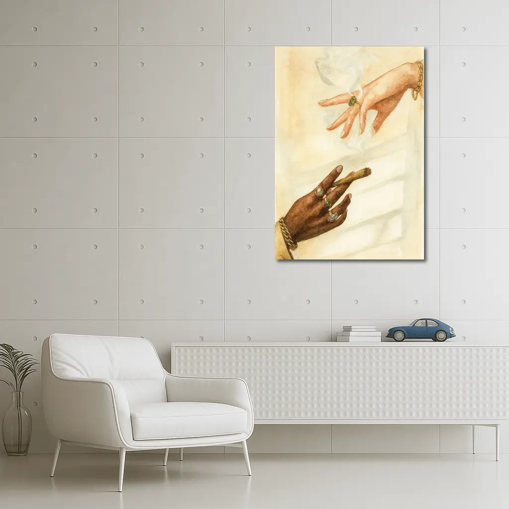 Two Hands Smoking Joint Watercolor Art – Wall Art