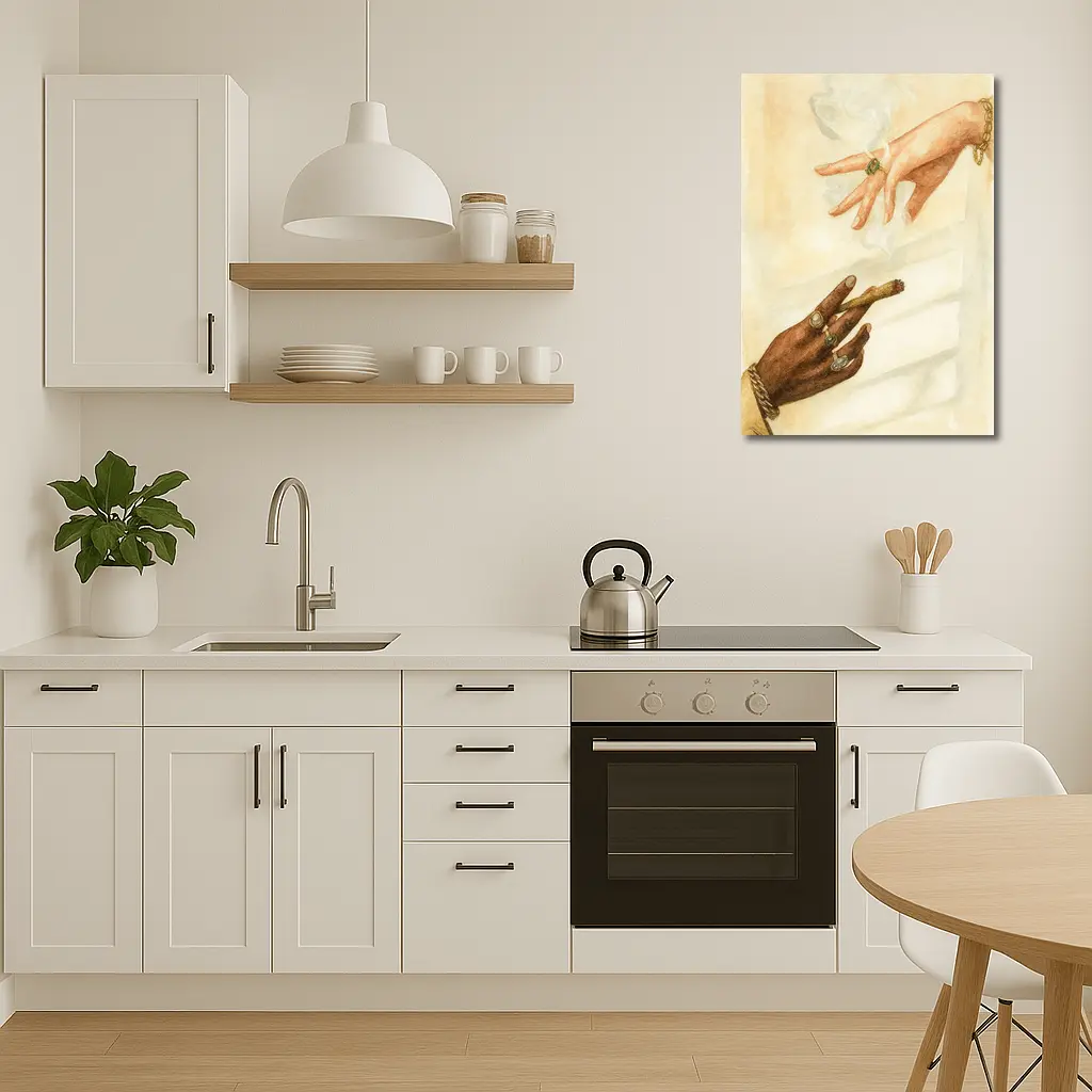 Two Hands Smoking Joint Watercolor Art – Wall Art