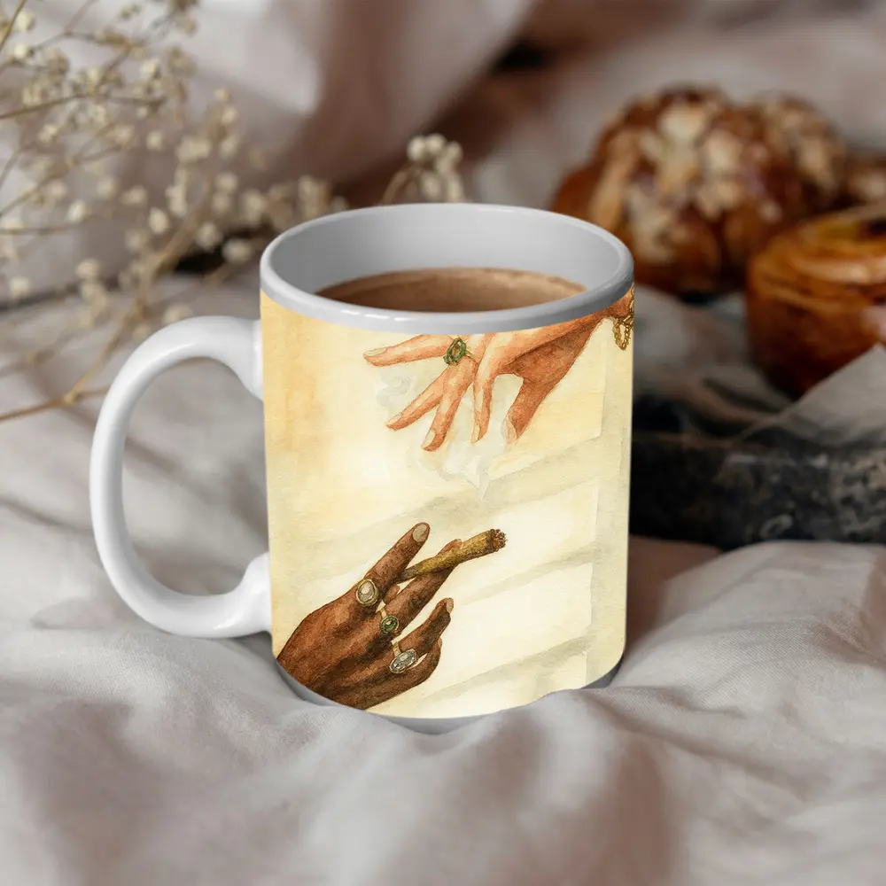 Two Hands Smoking Joint Watercolor Art – Mugs