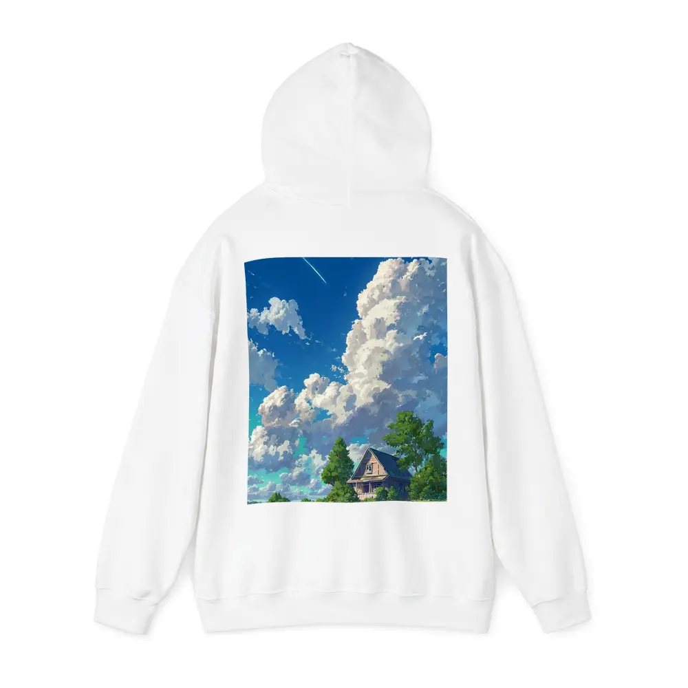 Anime Style Countryside House Under Blue Sky – Hoodies