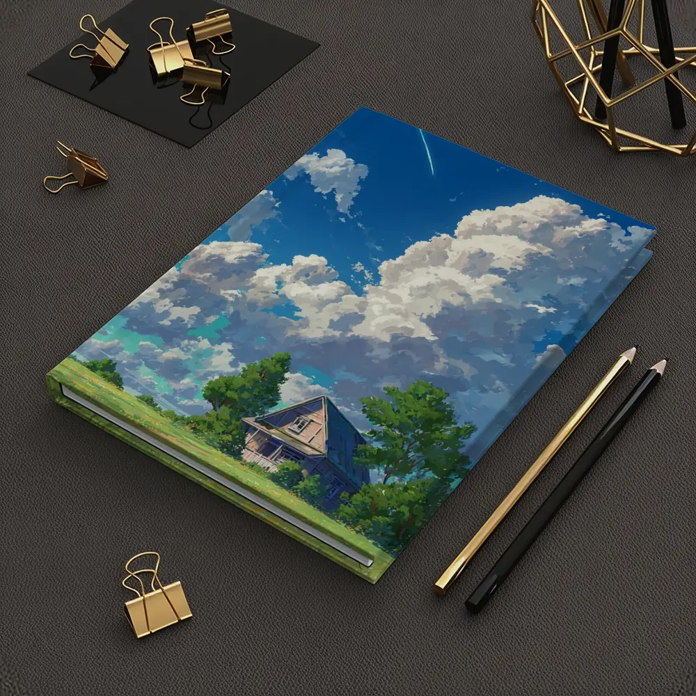 Anime Style Countryside House Under Blue Sky – Notebooks