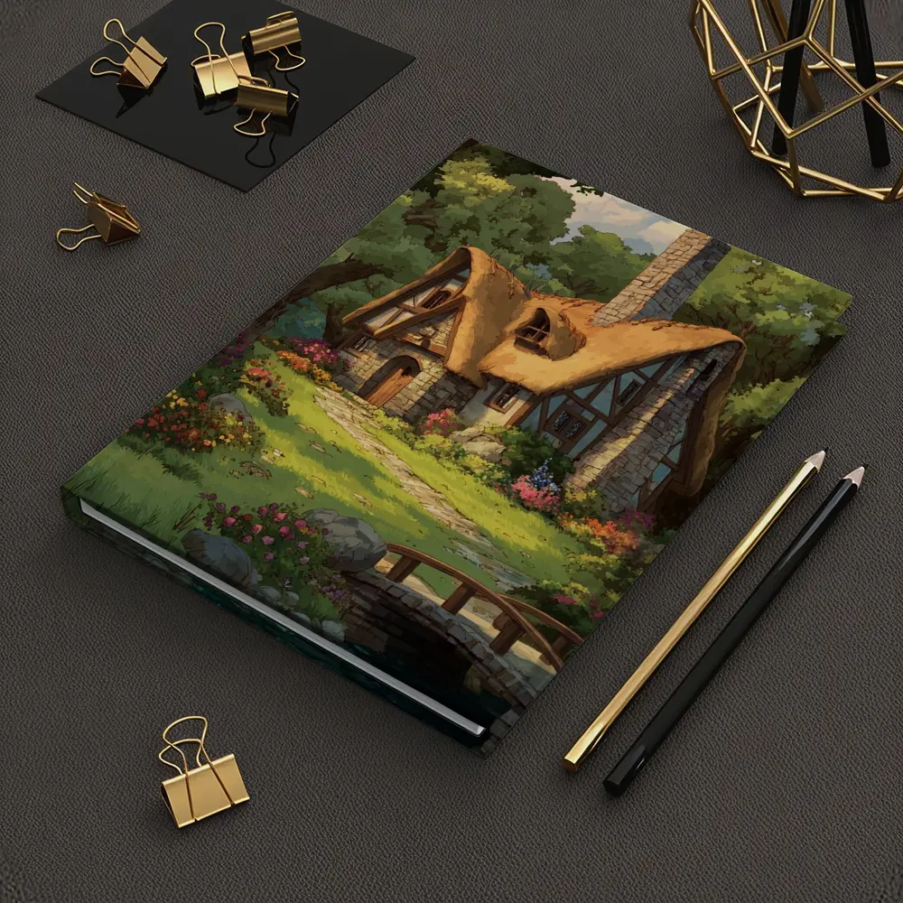 Cozy Thatched Cottage Forest Watercolor Art – Notebooks