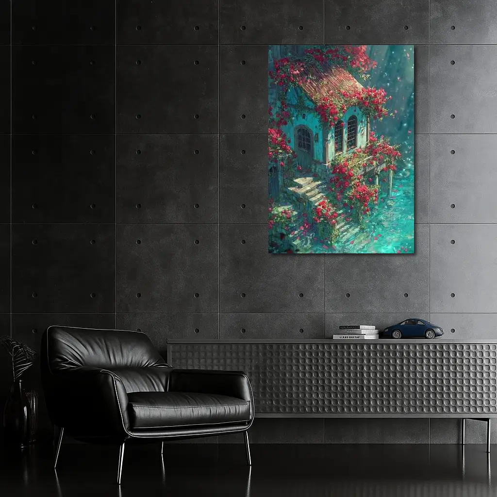 Rose Covered Cottage Anime Fantasy Art – Wall Art