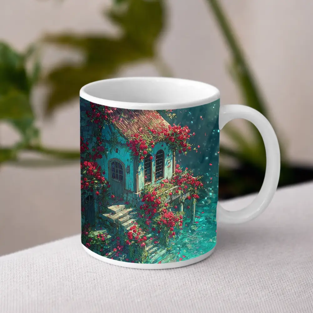 Rose Covered Cottage Anime Fantasy Art – Mugs