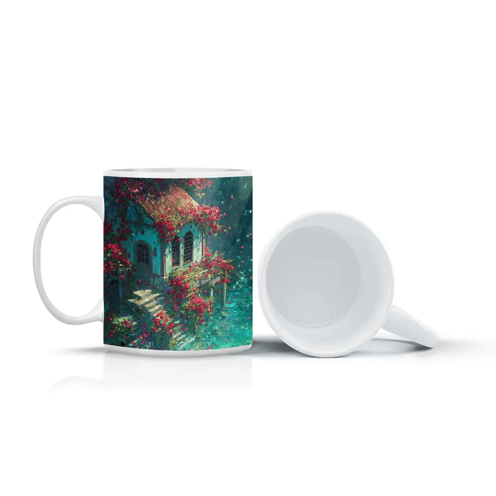Rose Covered Cottage Anime Fantasy Art – Mugs