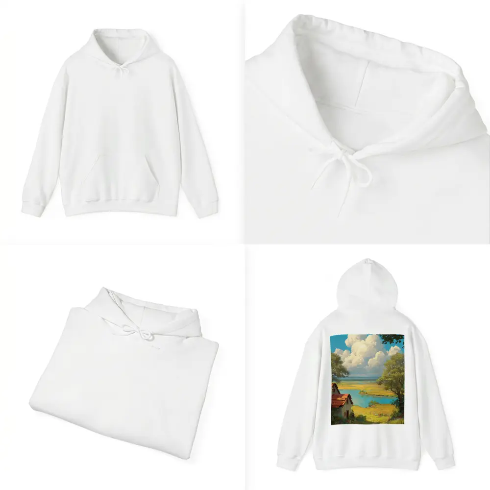 Anime Style Countryside Cottage Lake Landscape – Hoodies