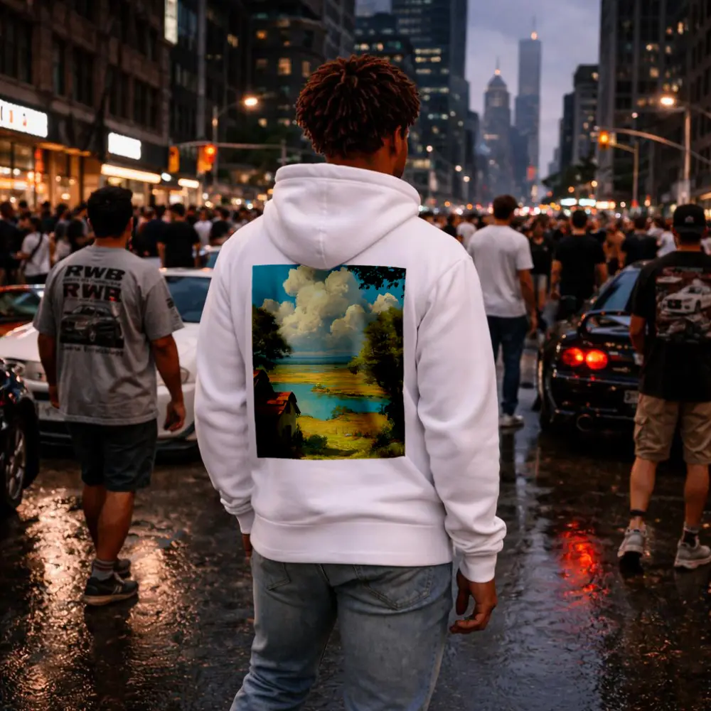 Anime Style Countryside Cottage Lake Landscape – Hoodies