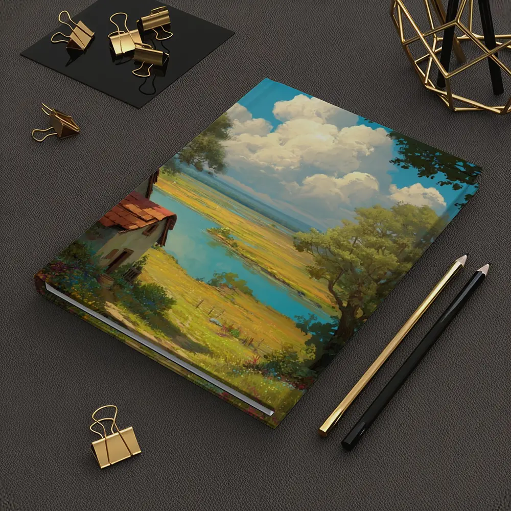 Anime Style Countryside Cottage Lake Landscape – Notebooks