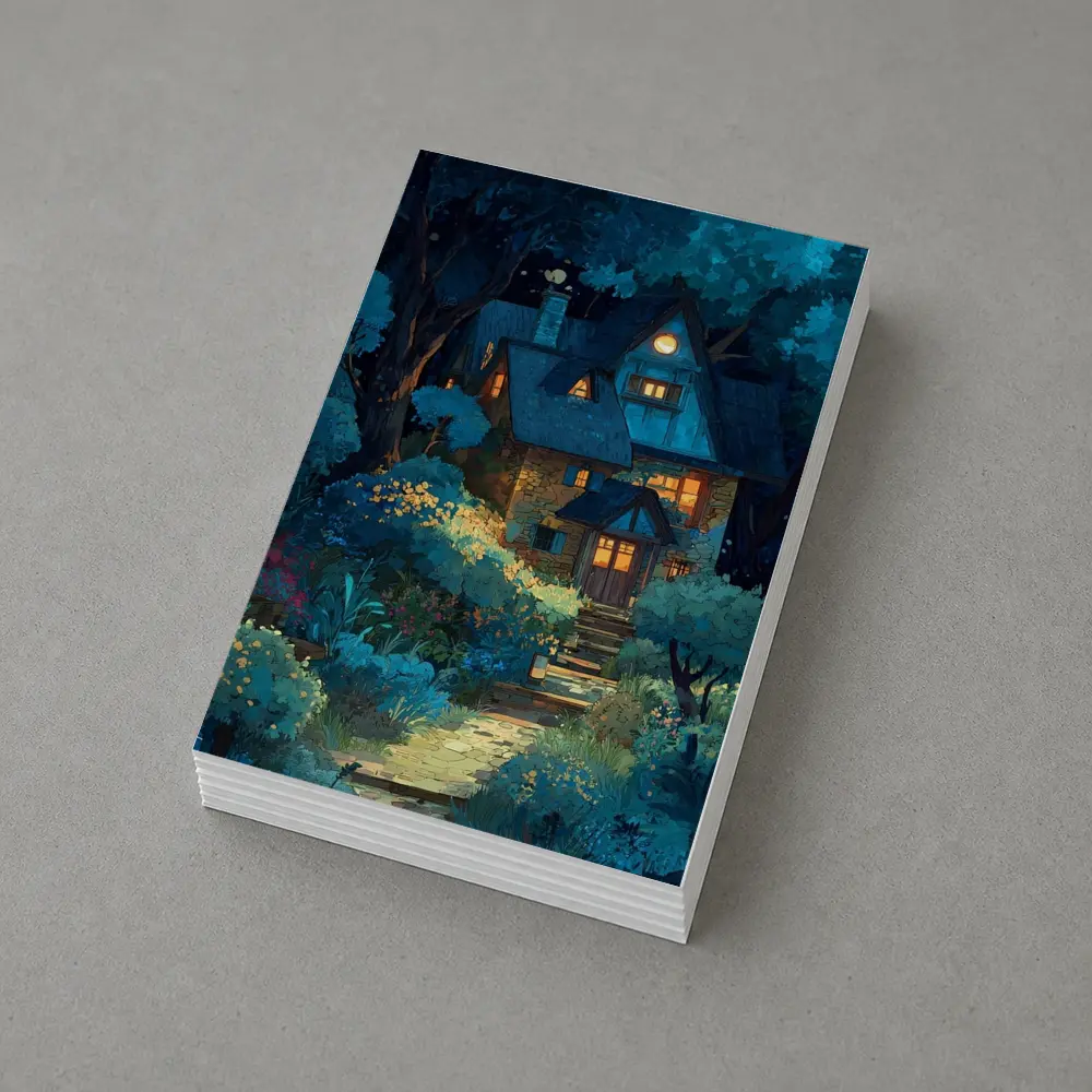 Cozy Cottage in Moonlit Forest Night – Postcards