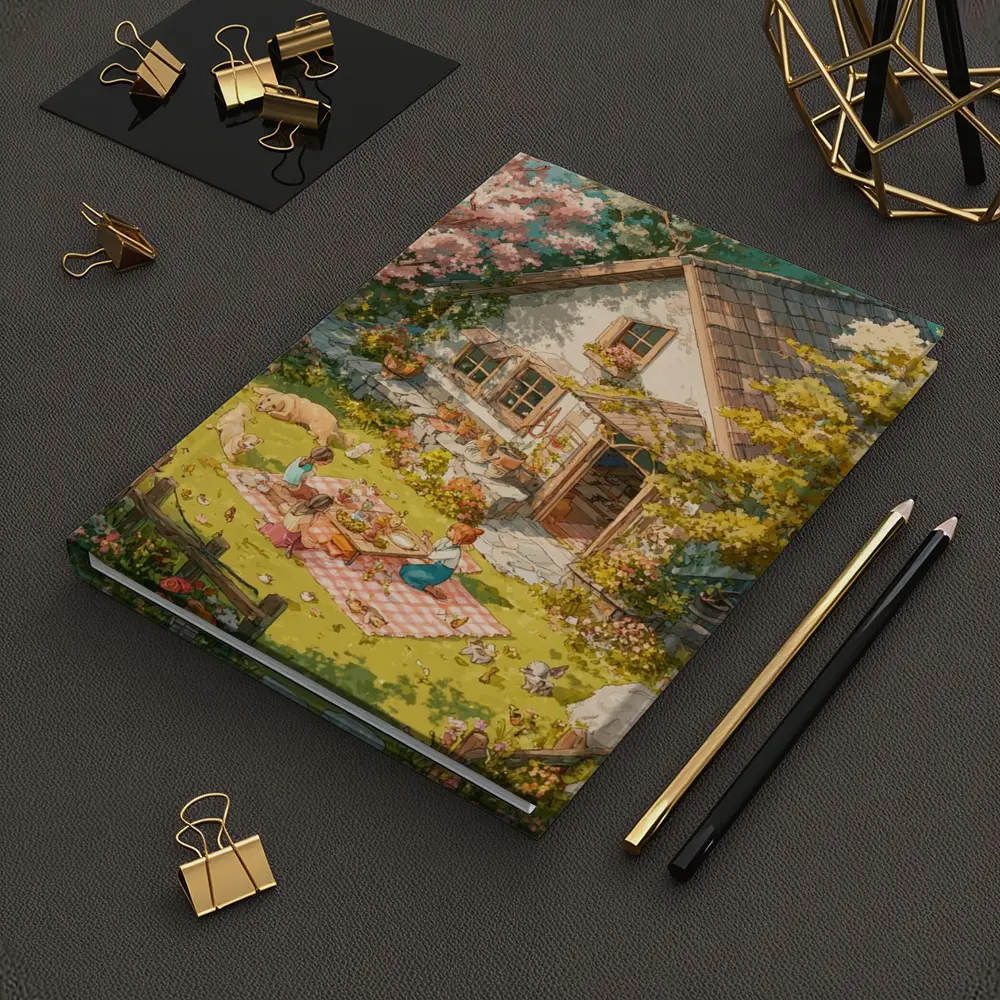 Anime Cottage Garden Picnic Spring Scene – Notebooks