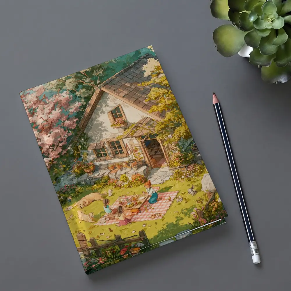 Anime Cottage Garden Picnic Spring Scene – Notebooks