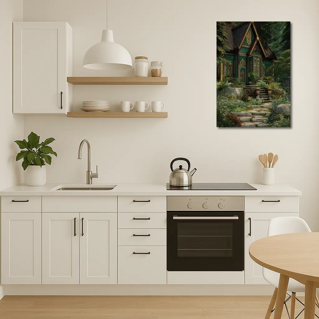 Green Gothic Cottage Deep Enchanted Forest – Wall Art