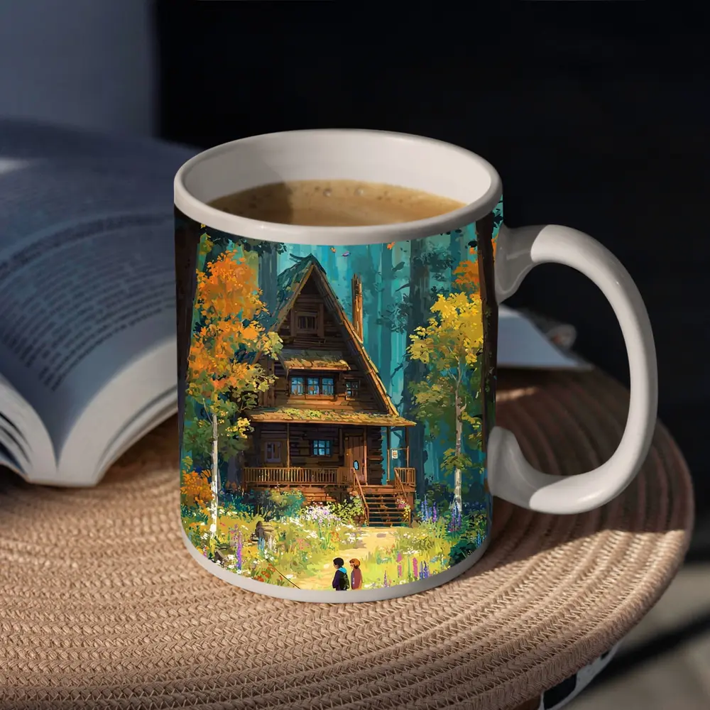 Anime Cabin in Forest with Children – Mugs