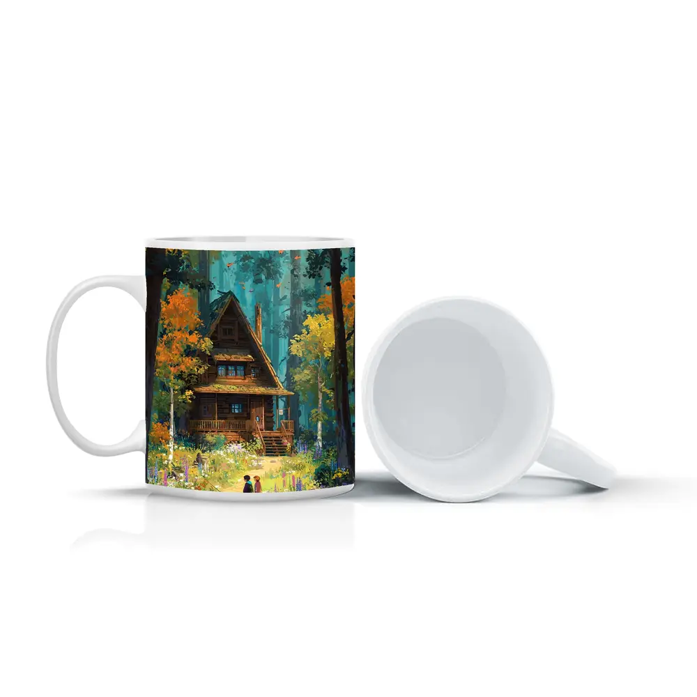 Anime Cabin in Forest with Children – Mugs