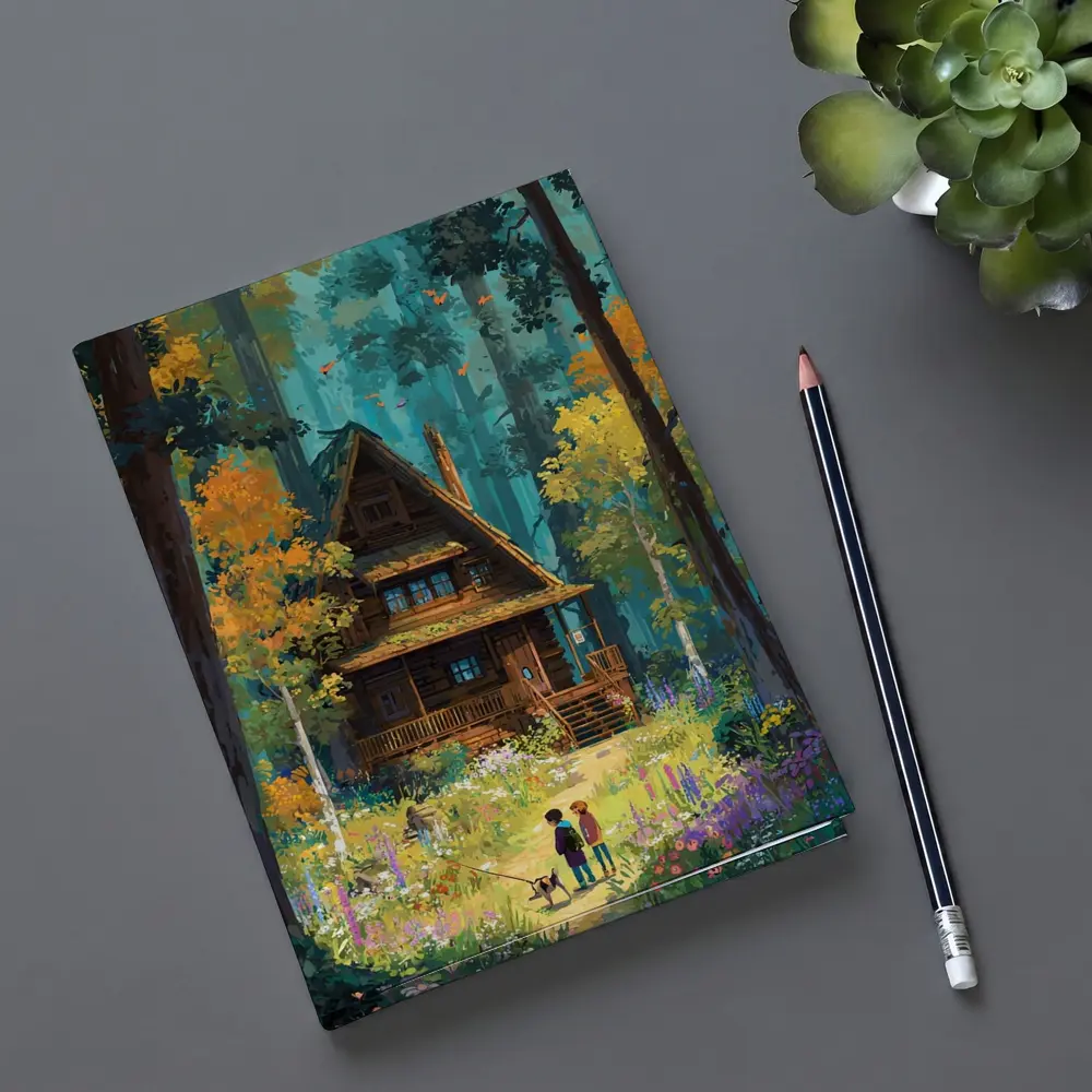 Anime Cabin in Forest with Children – Notebooks