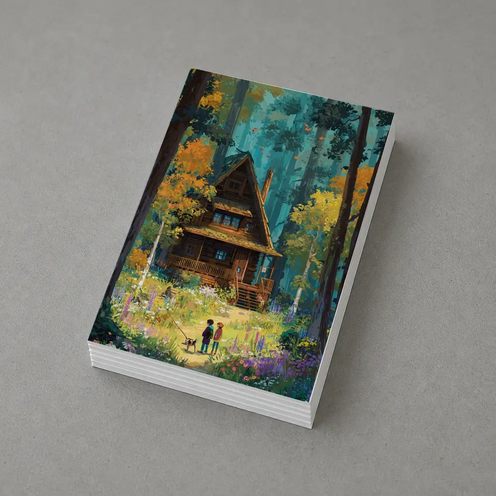 Anime Cabin in Forest with Children – Postcards