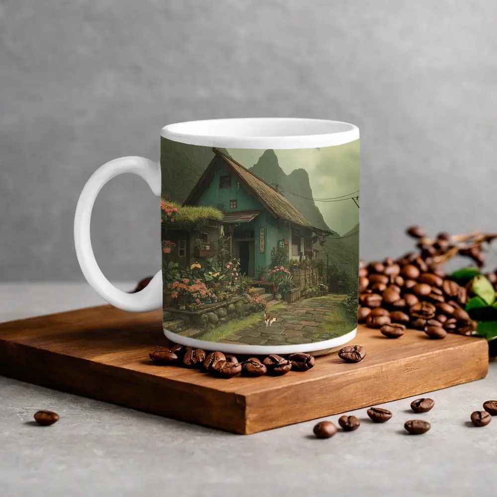Anime Cottage Garden Rainy Mountain Village – Mugs